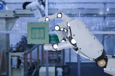 Ai arm holding a chip