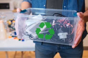 Man recycling electronics