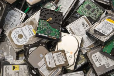 Pile of broken hard drives