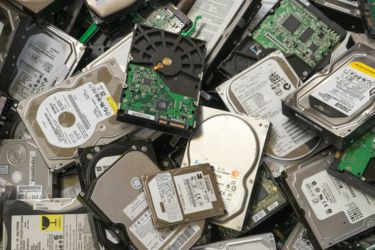 Pile of broken hard drives