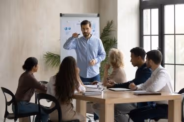 Manager training their staff.