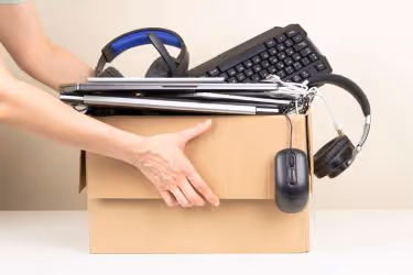 Box full of electronics to be recycled