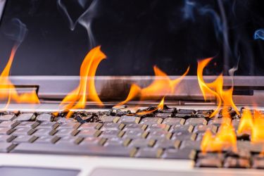 Laptop on fire