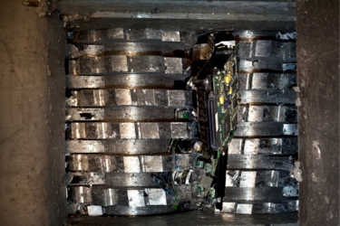 Hard disc being destroyed