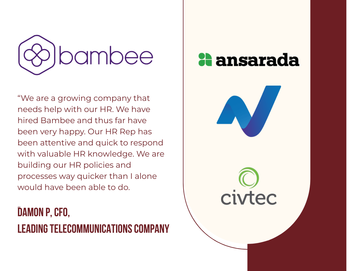 Client testimonial graphic for Bambee HR