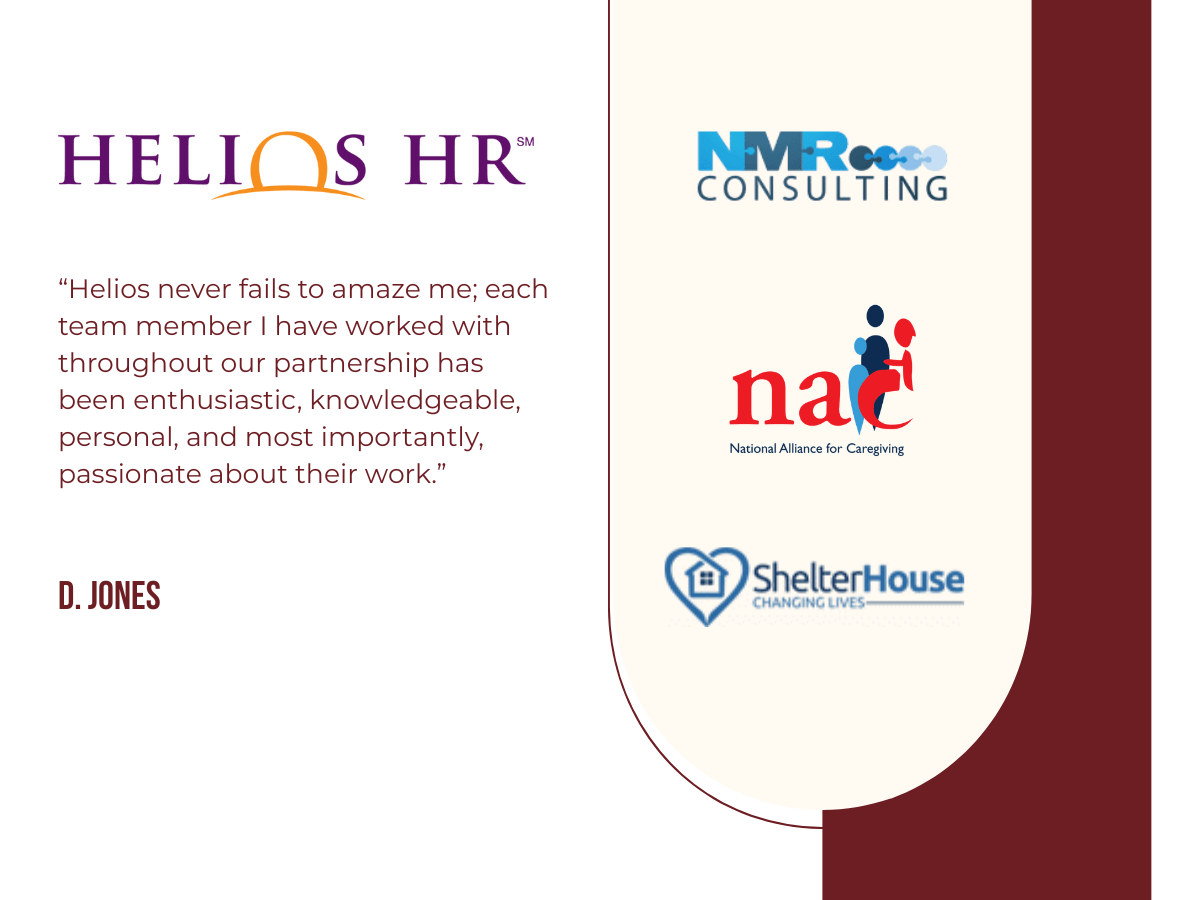 Client testimonial graphic for Helios HR