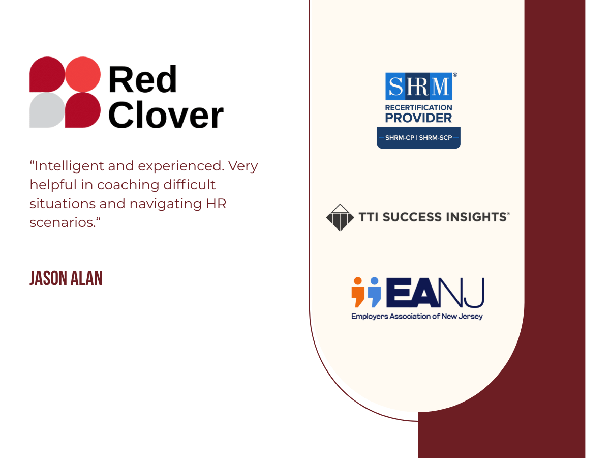 Client testimonial graphic for Red Clover HR