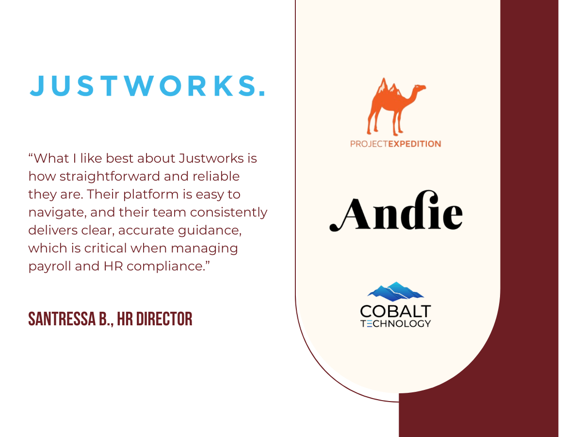 Client testimonial graphic for Justworks HR Consulting