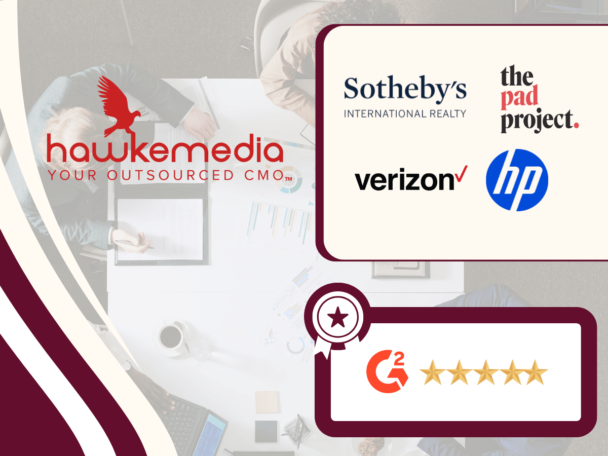 Hawke Media outsourced CMO partner showcase graphic
