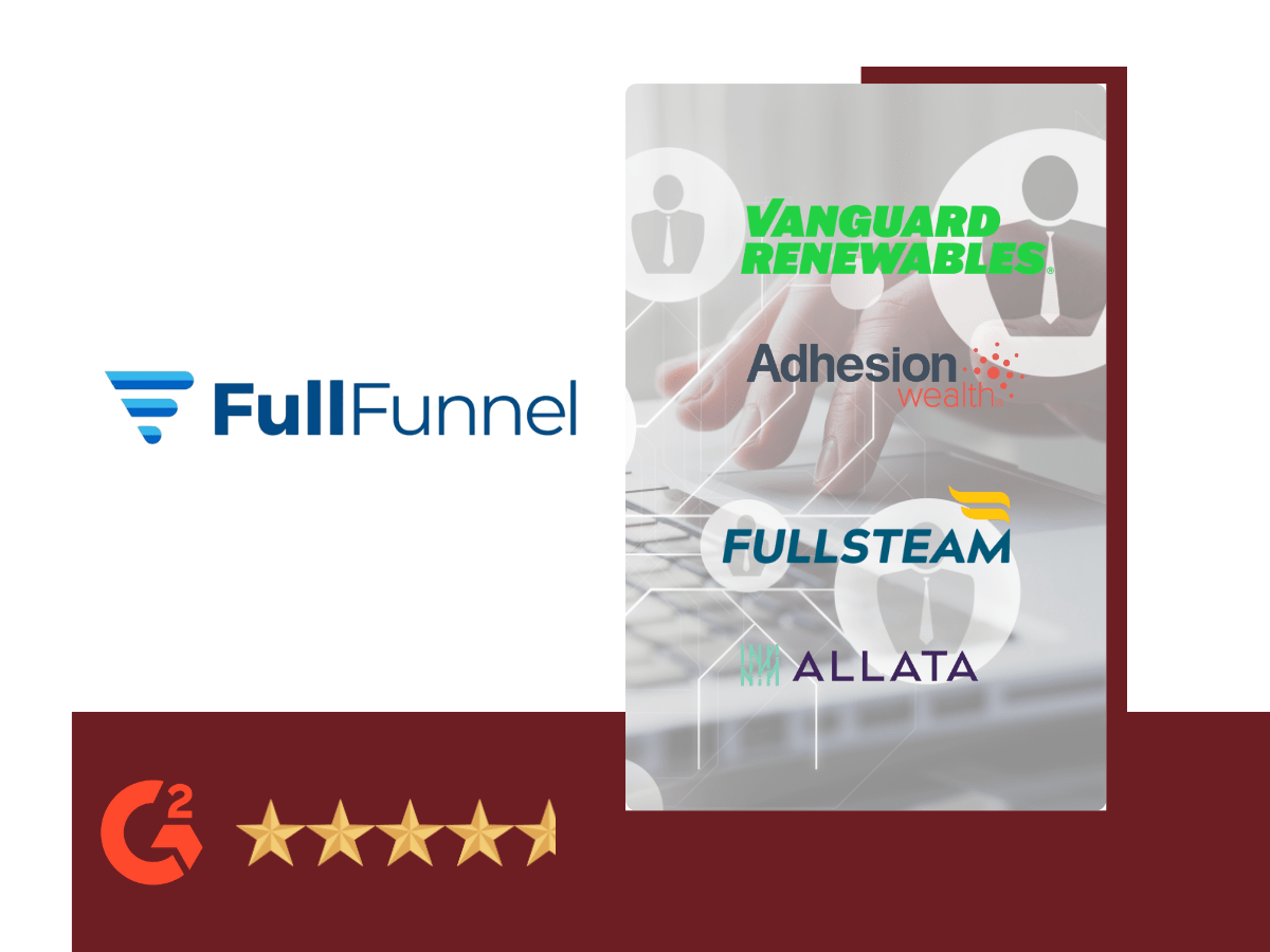 FullFunnel highlighted alongside client brands in a digital sales operations setting, representing demand generation, sales acceleration, and RevOps consulting.