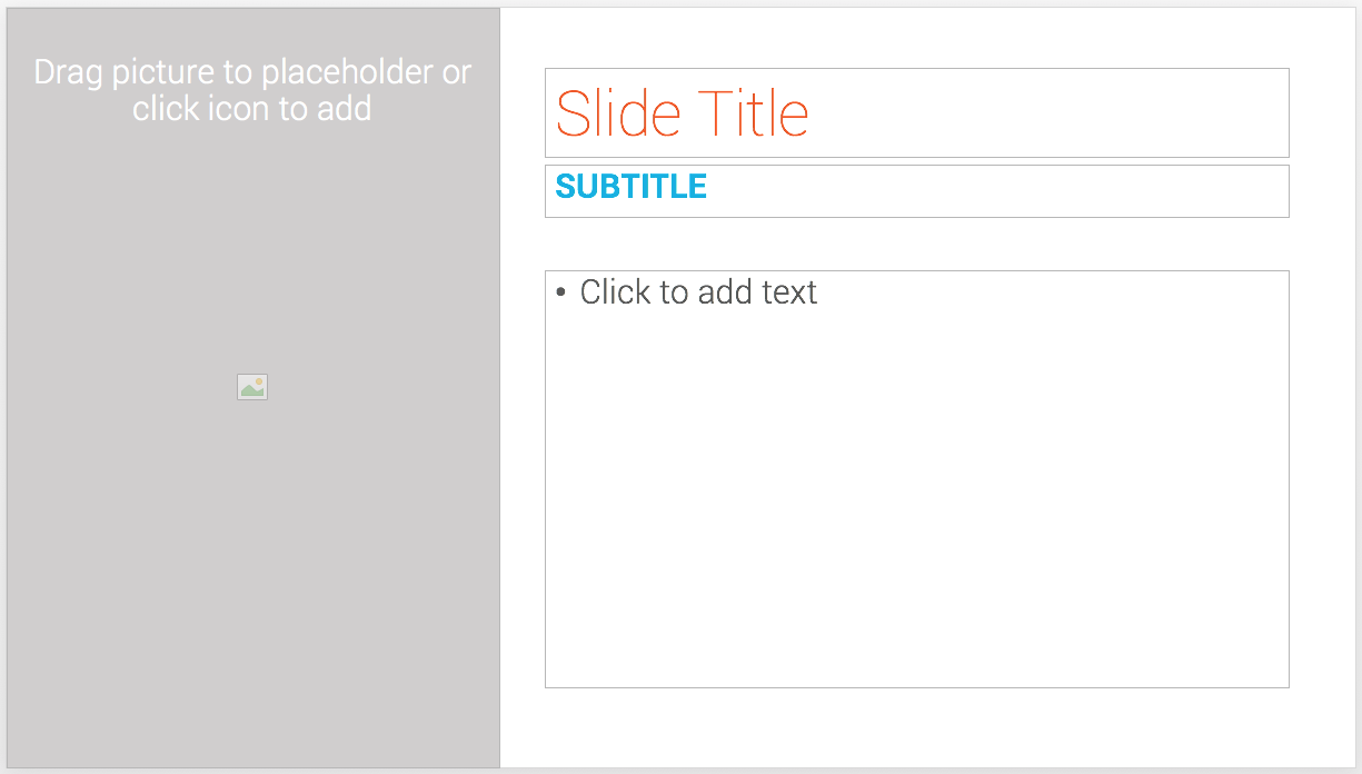 An empty template slide in PowerPoint