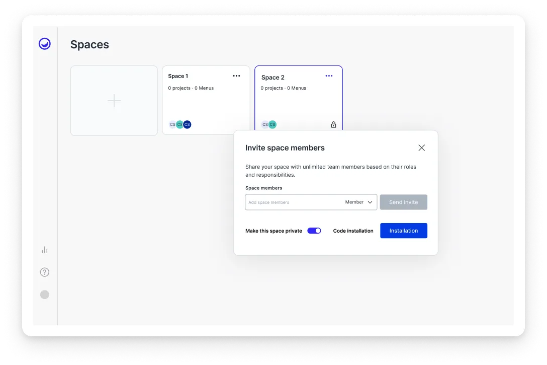 Organize feedback projects by spaces and admin permissions