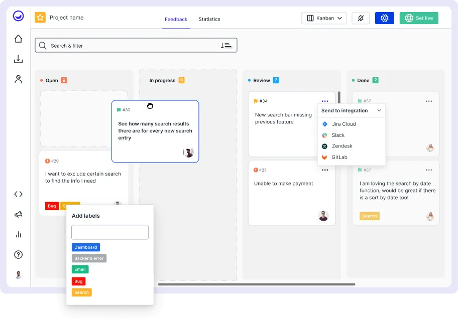 User feedback roadmap