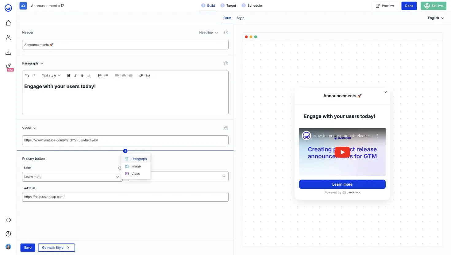 share videos for in-app product education