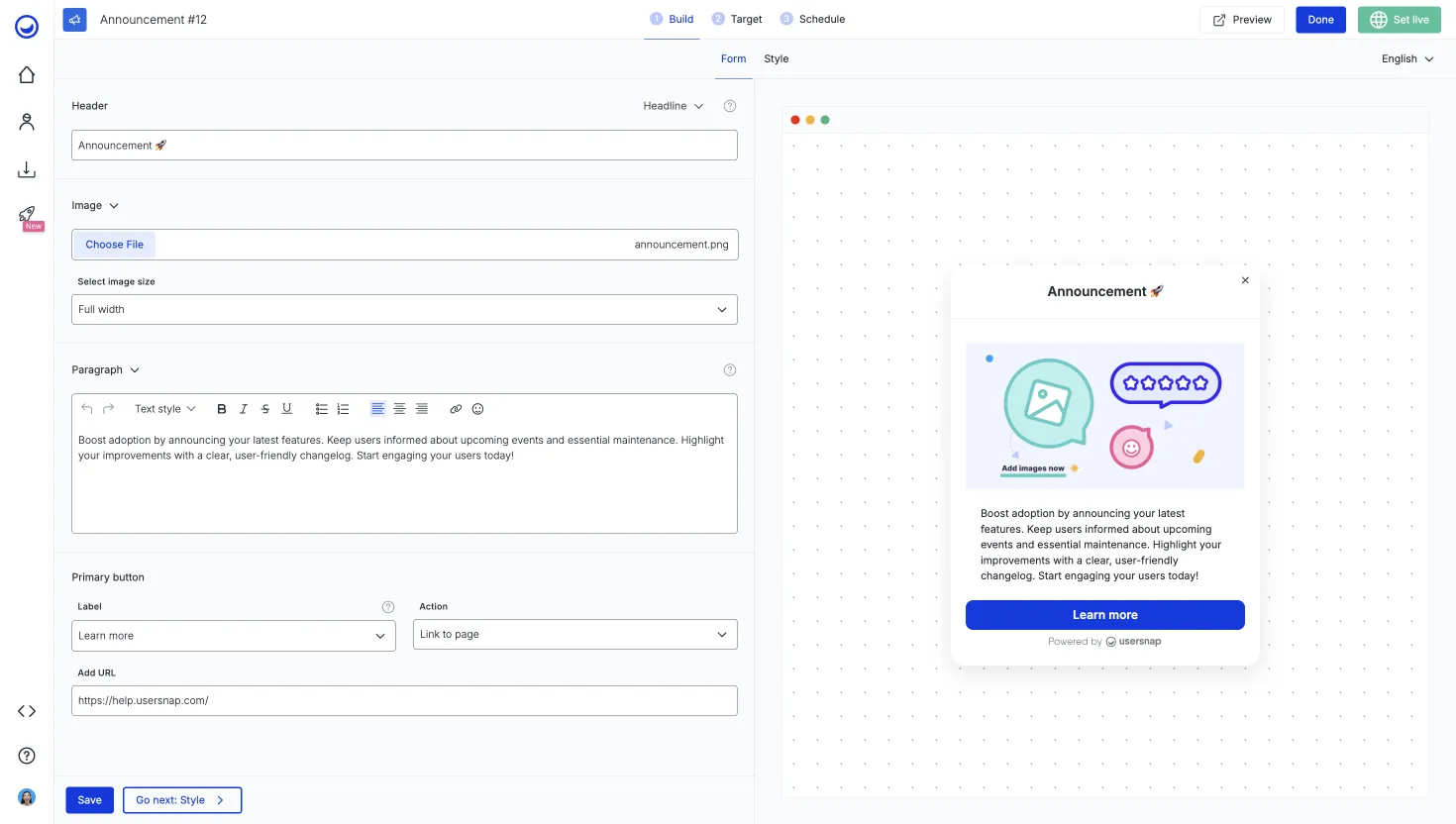 create a feature release announcement