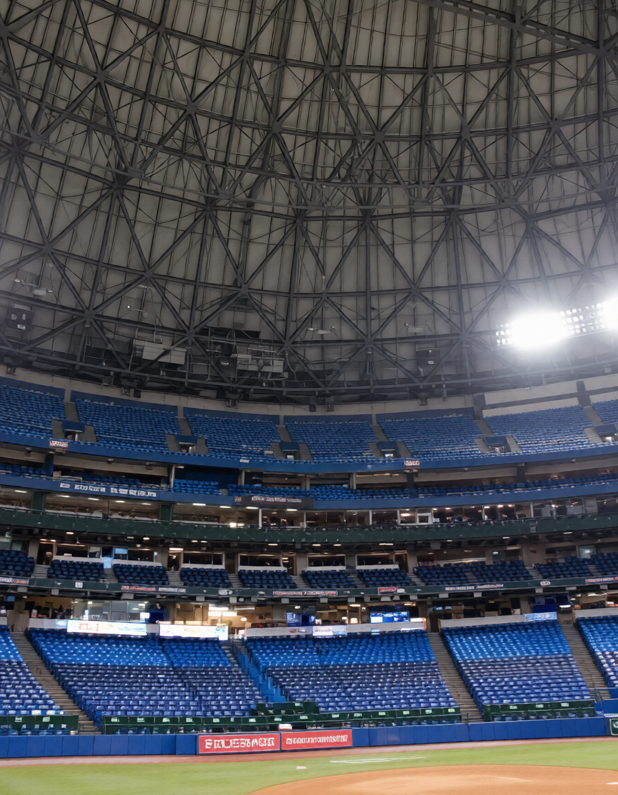 The inside of the Skydome in Toronto with the roof closed