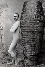 Charles Stephens with his barrel