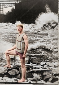 William Kendall with his cork vest