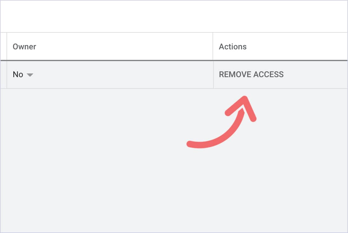 A pink arrow pointing to remove access.