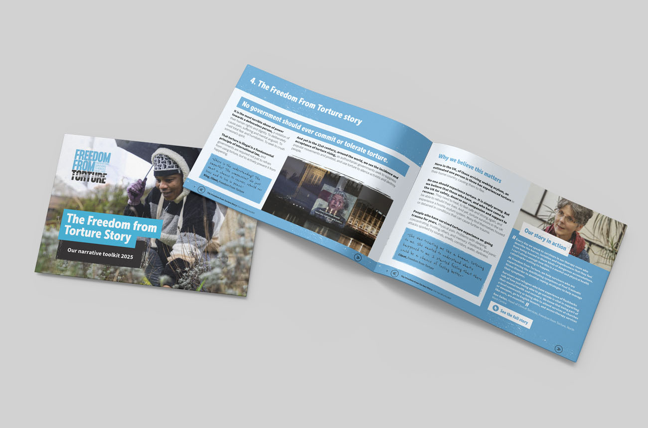 A laid out brochure for Freedom From Torture
