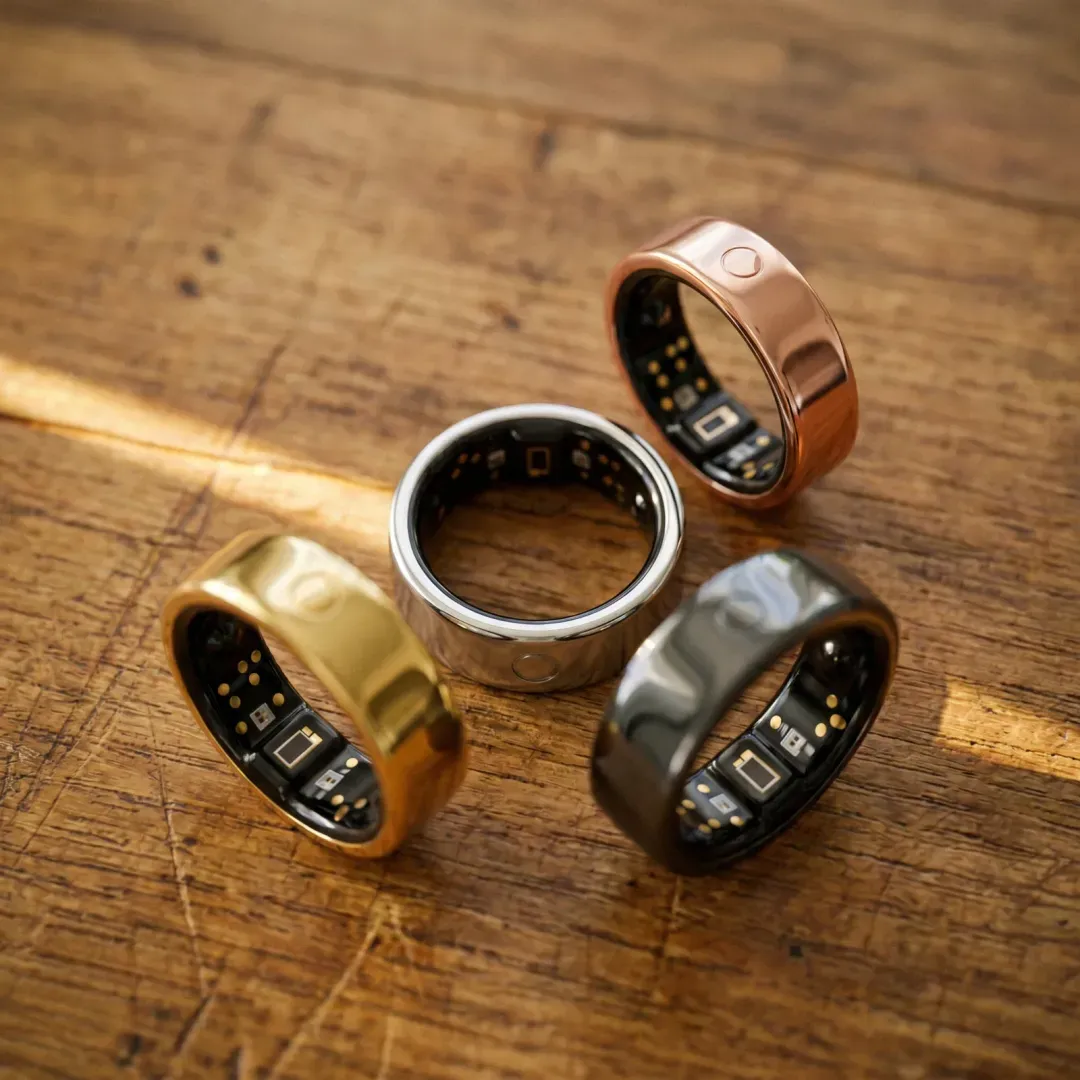 The Circular Ring in all four titanium finishes