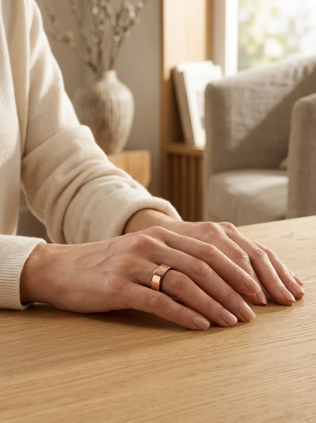 Hands on a table wearing Circular Ring 2
