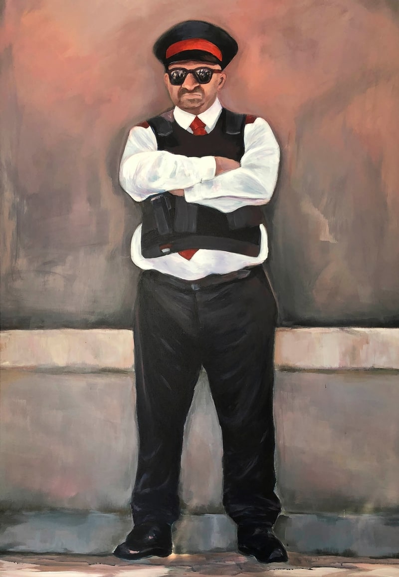 uschi pfeifer, acryl malerei, wachmann