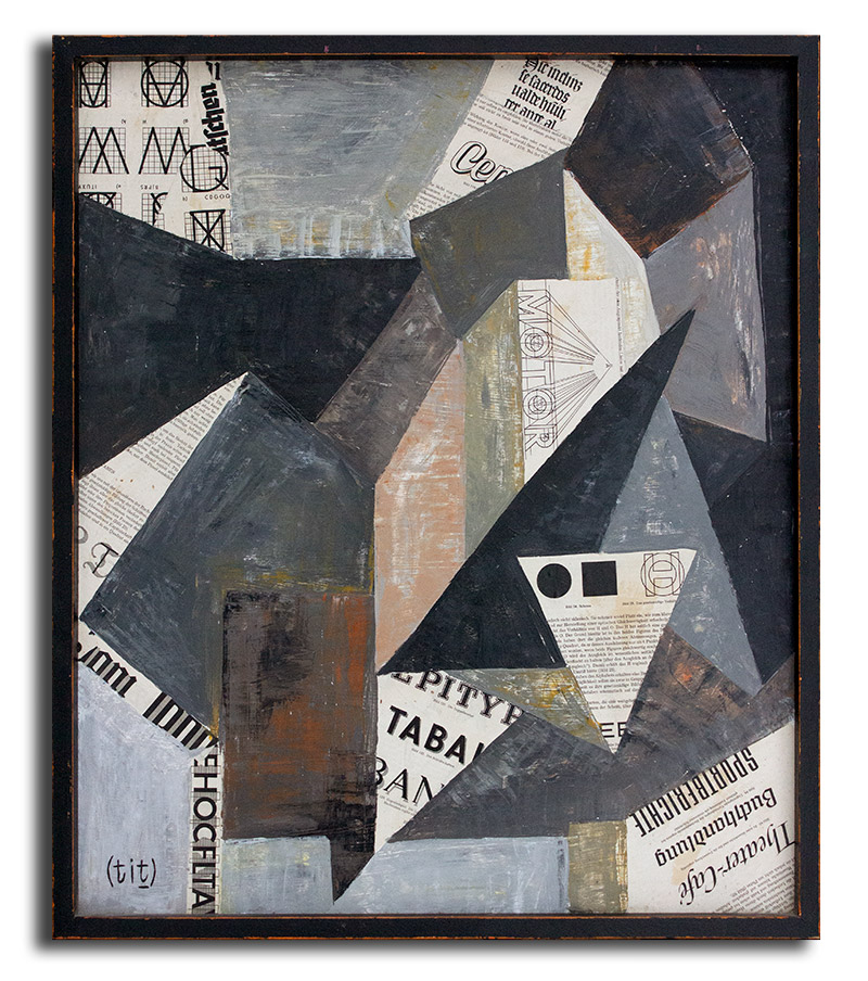 Painting, 73 w x 61 h cm Oil on board using paper 