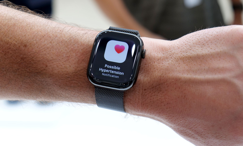 Apple Watch showing a possible hypertension notification