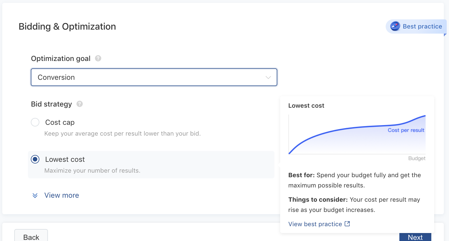 TikTok Ads Manager - bidding and optimization settings