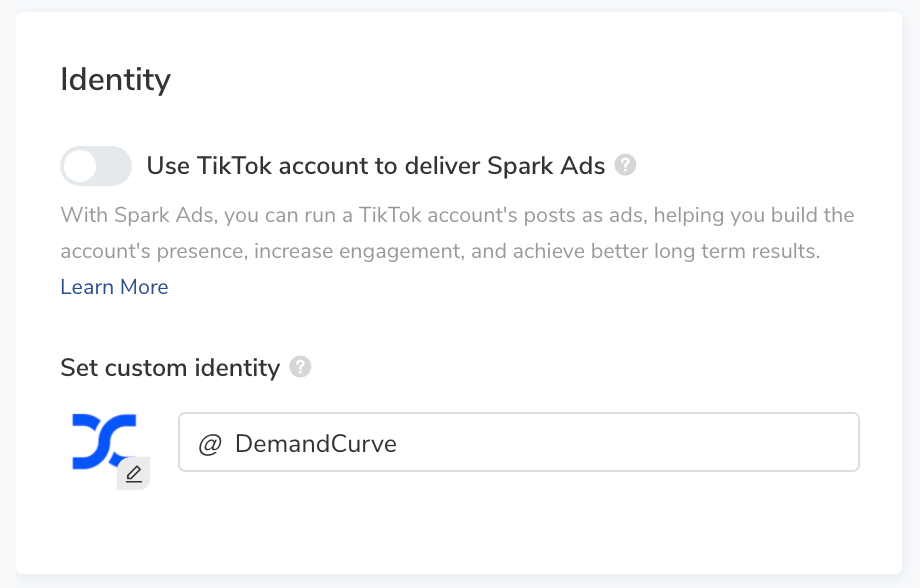 TikTok Ads Manager - Spark ad Identity