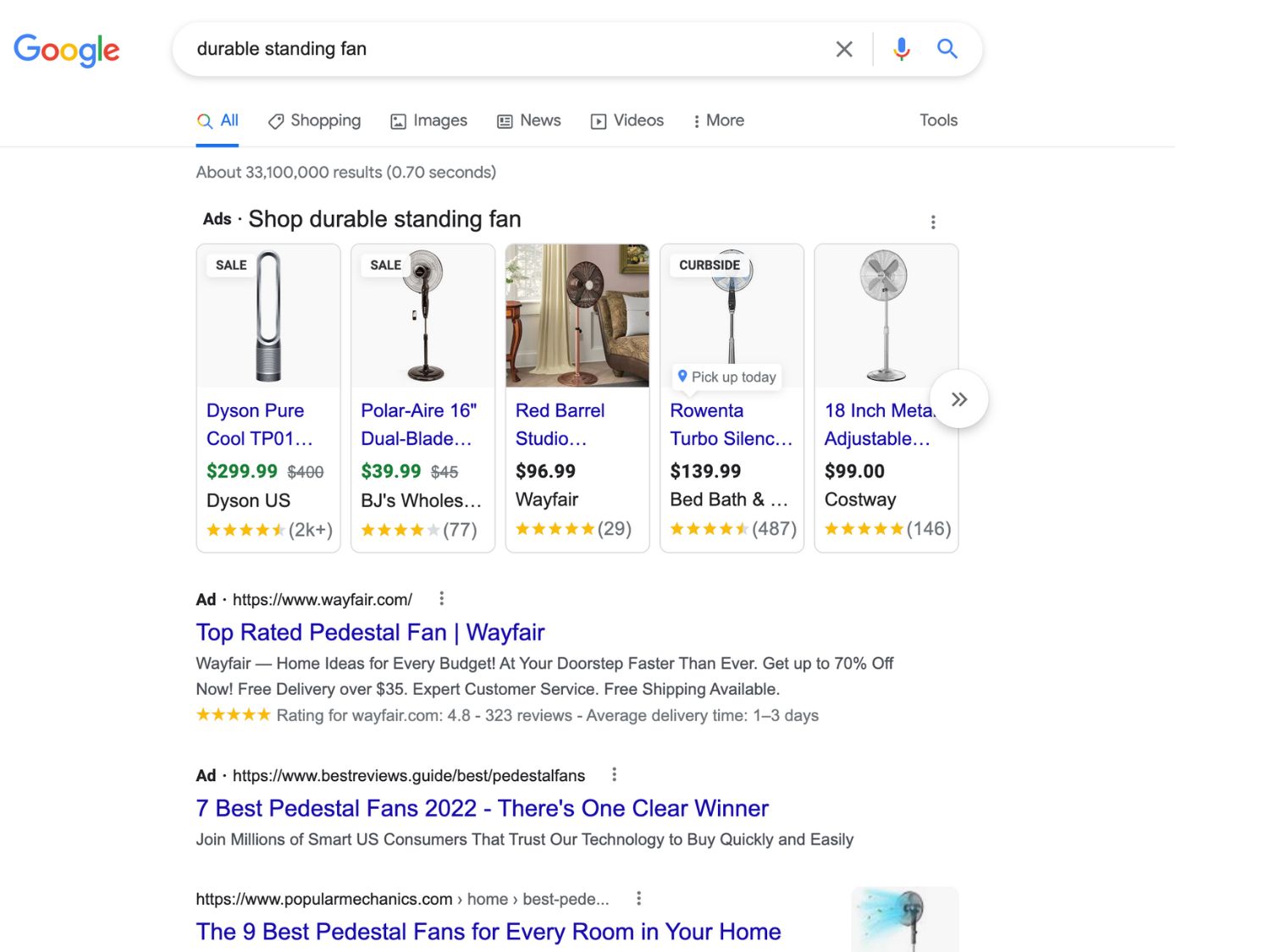 search engine results page (SERP)