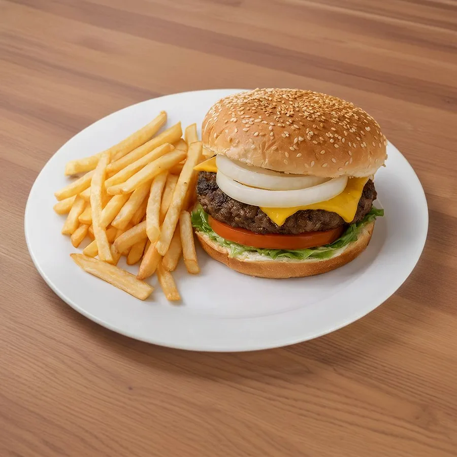 Burger and fries, generated by Magic Menus