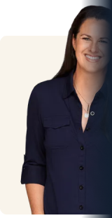 Jenn L on an off white background