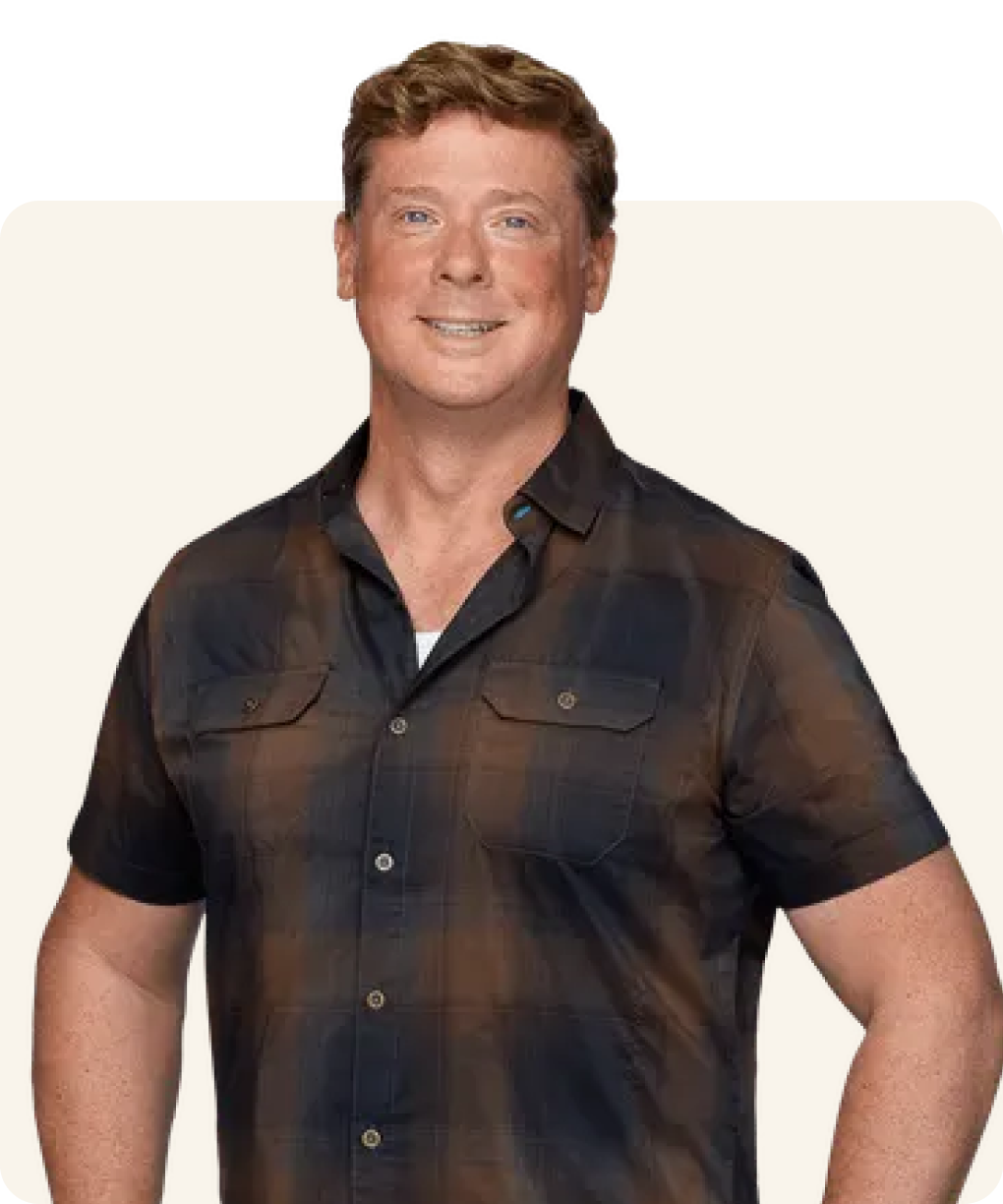 kevin on an off white background