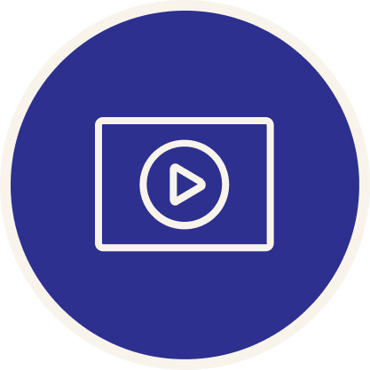 A Navy circle with a play icon