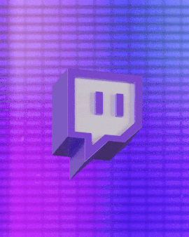 3D Twitch logo oscillating left and right