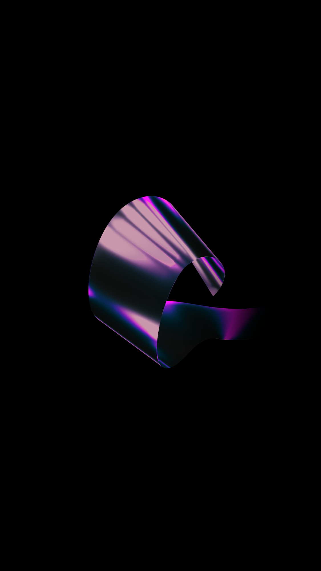 Abstract render of various geometry shapes in a corridor of illuminating light.