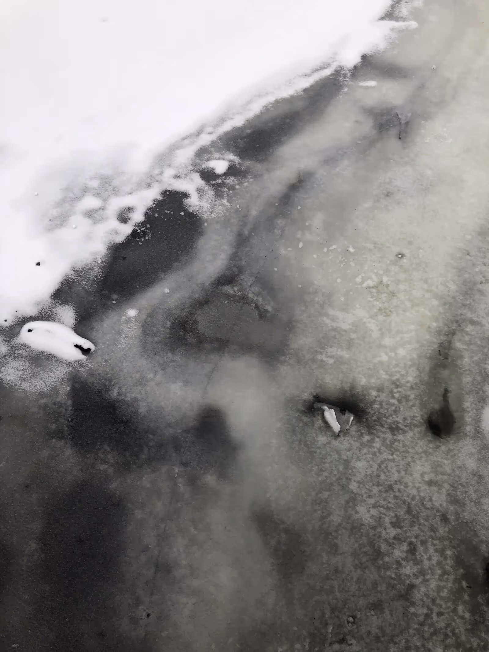 An abstract photograph of an ice sheet melting
