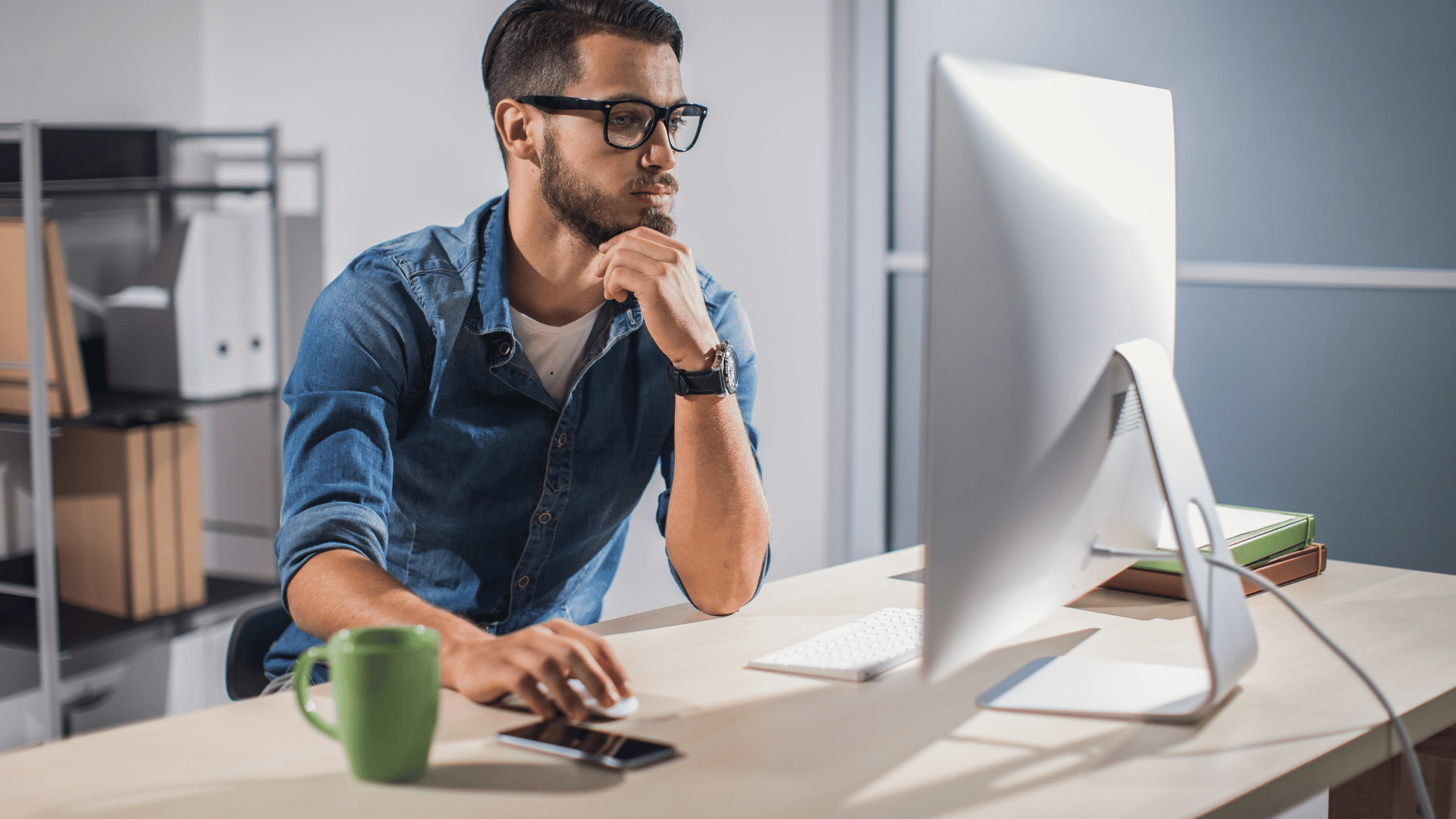 Man on his computer