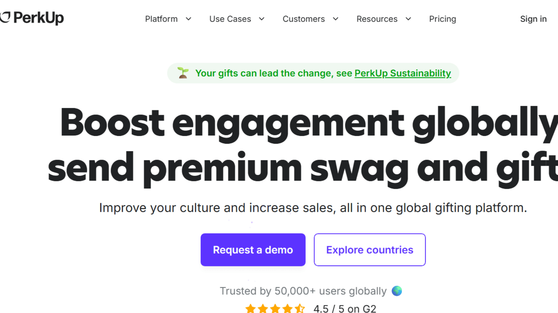 PerkUp homepage