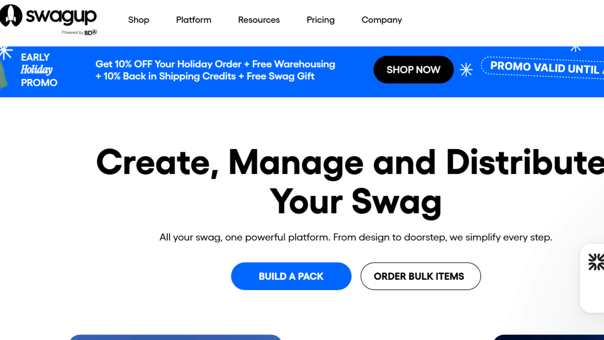 SwagUp homepage