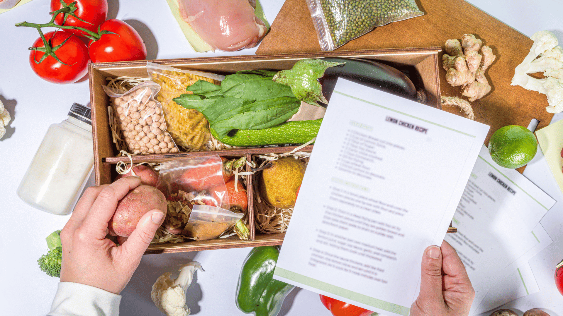 Meal kit with fresh poultry and produce
