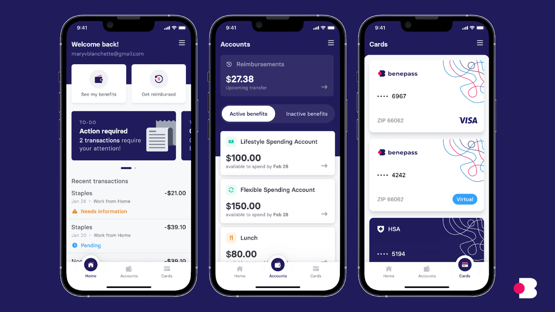 Phone showing the Benepass mobile app