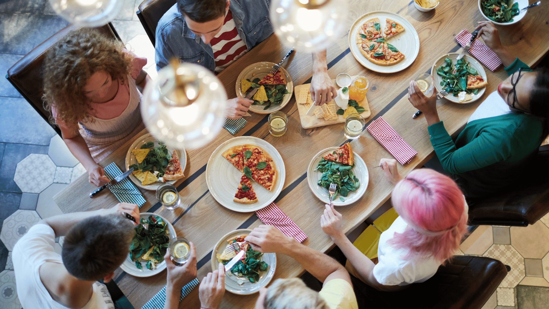 Team eating lunch at the office