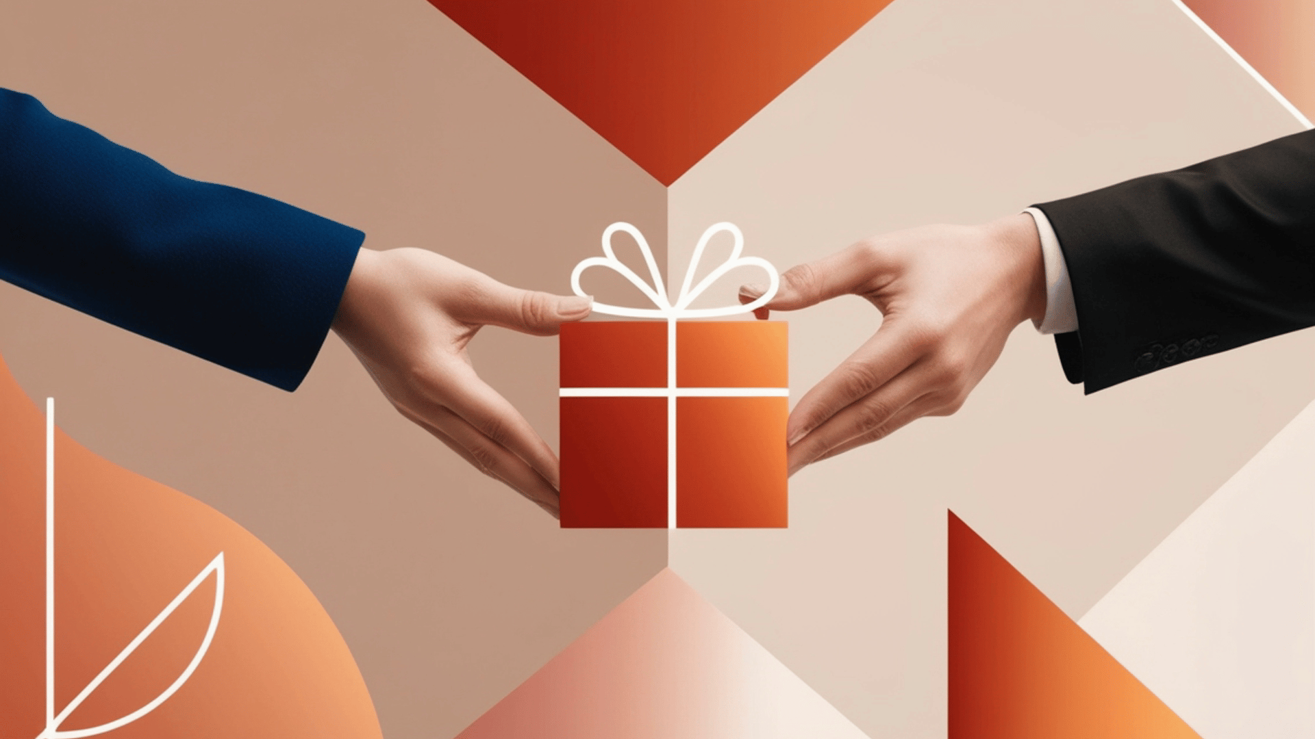 A hand giving a gift to anotheer hand