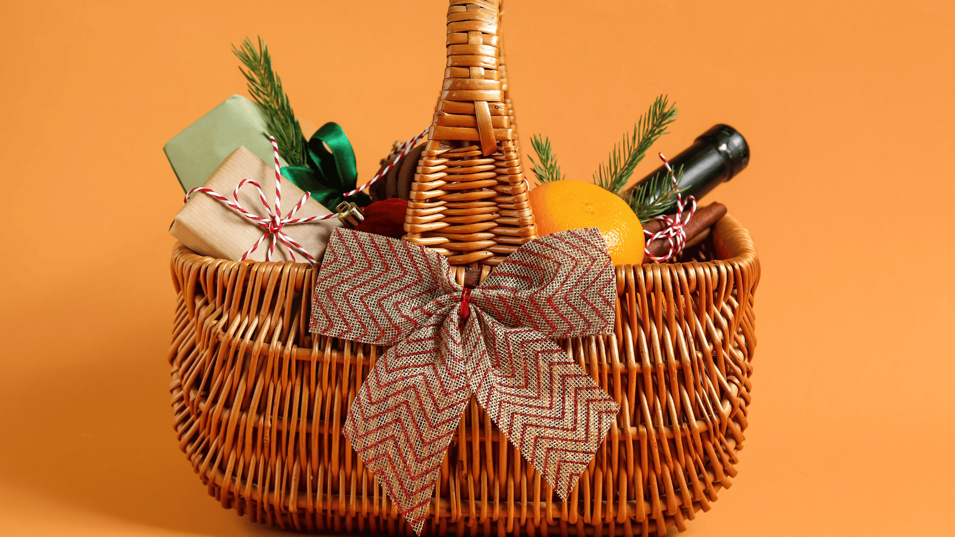 Gift basket with wine and fruit