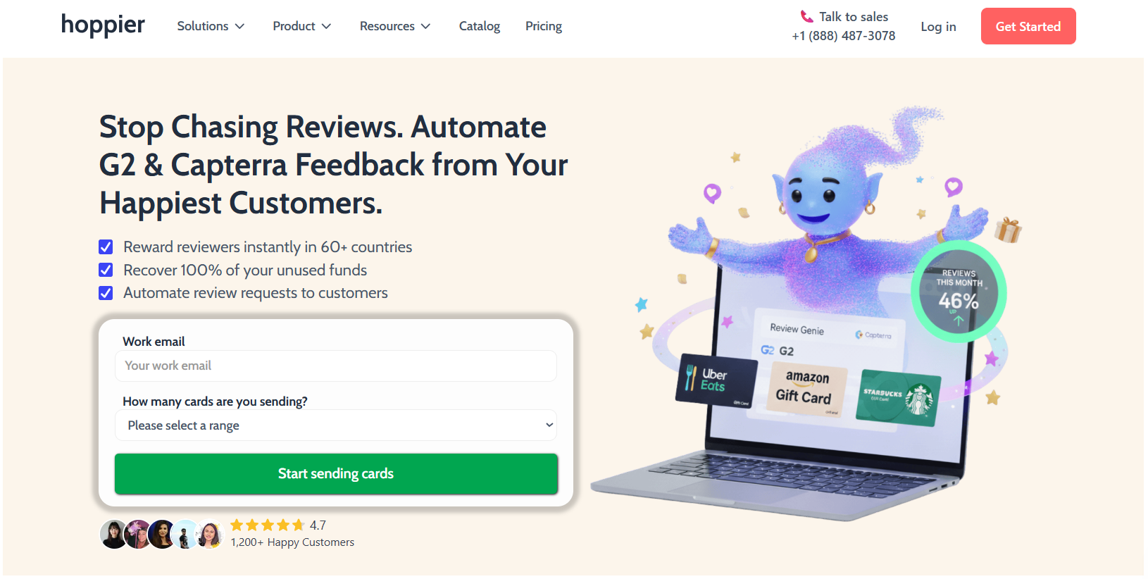 Hoppier get more reviews landing page