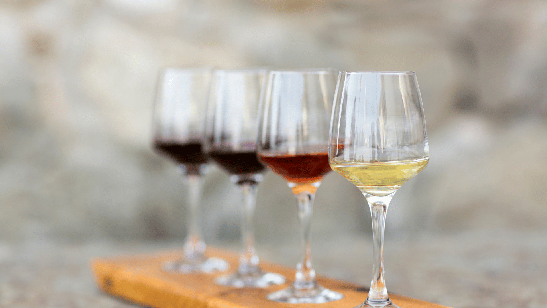 Wine flight with four glasses of wine