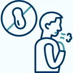 Icon of a person coughing with a "no peanuts" sign 